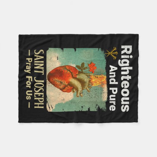 Catholic St. Joseph, Patron Saint Of Fathers, Pray Fleecedecke (Vorderseite (Horizontal))