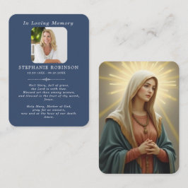 Catholic Virgin Mary Memorial Blue Prayer Card Visitenkarte