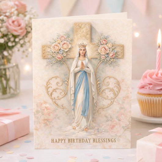 Catholic Virgin Mary Religious Birthday Card Karte