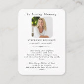 Catholic Virgin Mary Religious Funeral Prayer Card Visitenkarte (Vorderseite)