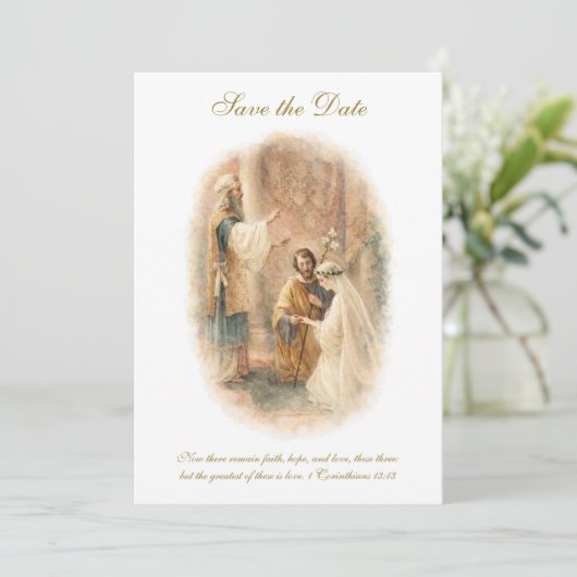 Catholic Wedding Elegant Save the Date (Stehend Vorderseite)