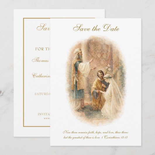 Catholic Wedding Elegant Save the Date (Vorne/Hinten)