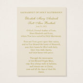 Catholic Wedding Floral Marian Prayer Cards (Rückseite)