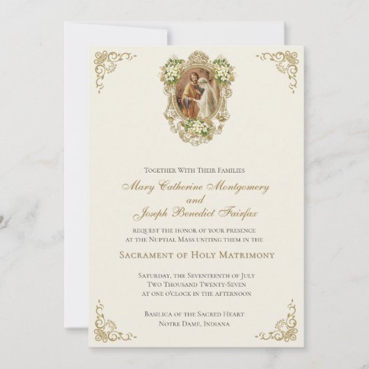 Catholic Wedding Heirloom Nuptial Mass  Einladung (Vorderseite)