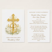 Catholic Wedding Prayer Card Gold Cross (Vorne & Hinten)