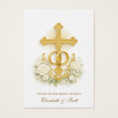 Catholic Wedding Prayer Card Gold Cross (Vorderseite)