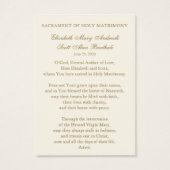 Catholic Wedding Prayer Card Gold Cross (Rückseite)