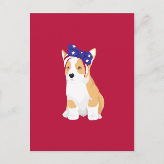 Cathy The Patriotic American 4. Juli Corgi Postkarte (Vorderseite)