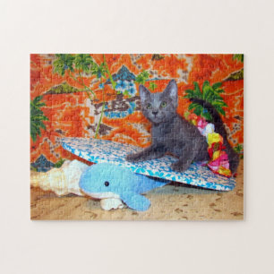 Catianas hawaiianischer Urlaub - Surfer- Katzenpuz Puzzle