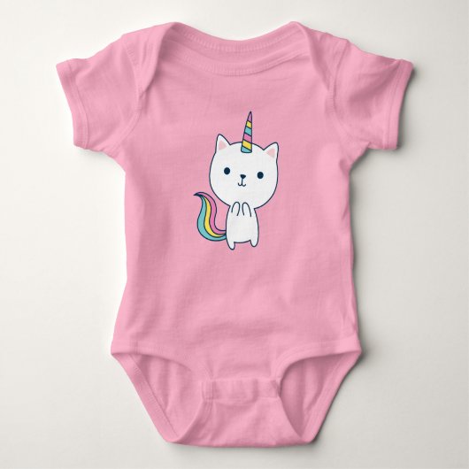 Caticorn | Baby Bodysuit | Rosa Baby Strampler (Vorderseite)