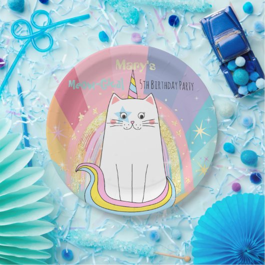 Caticorn Cat Meow-Gical Birthday Kid Pappteller (Party)