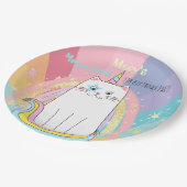 Caticorn Cat Meow-Gical Birthday Kid Pappteller (Schrägansicht)