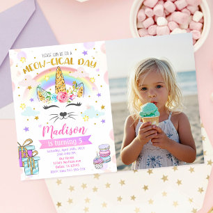 Caticorn Geburtstag Magisches Einhorn Katzenfoto Einladung