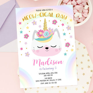 Caticorn Geburtstagseinladung, Magisches Einhorn K Einladung