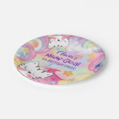 Caticorn-Geburtstagsschild Pappteller (Schrägansicht)