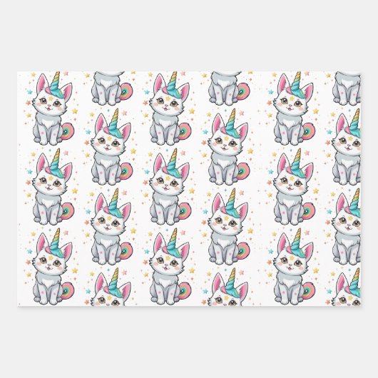 Caticorn Geschenkpapier Set (Vorderseite)