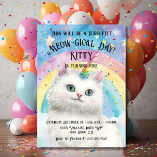 Caticorn Kittycorn Magical Cat Geburtstagsparty Einladung