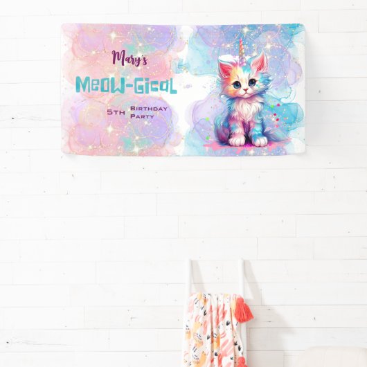 Caticorn Meow Gical Birthday Banner (InSitu)