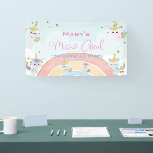Caticorn Meow-Gical Birthday Banner (Messe)