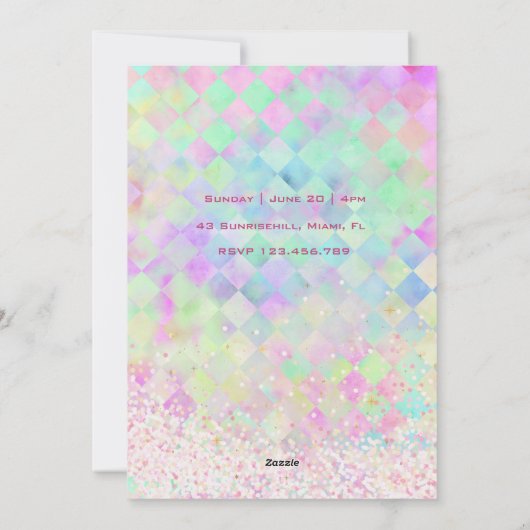 Caticorn Meow Gical Birthday Einladung (Rückseite)