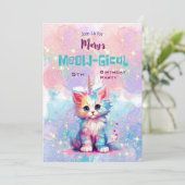Caticorn Meow Gical Birthday Einladung (Stehend Vorderseite)
