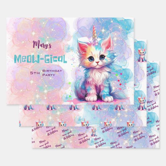 Caticorn Meow Gical Birthday Geschenkpapier Set (Set)
