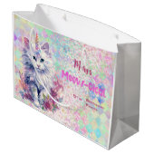 Caticorn Meow Gical Birthday Große Geschenktüte (Rückseite Schrägansicht)