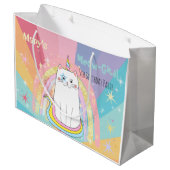 Caticorn Meow-Gical Birthday Große Geschenktüte (Rückseite Schrägansicht)
