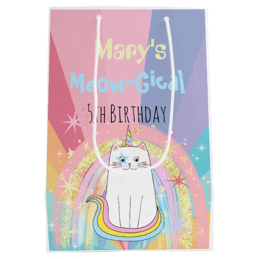Caticorn Meow-Gical Birthday Mittlere Geschenktüte (Rückseite)