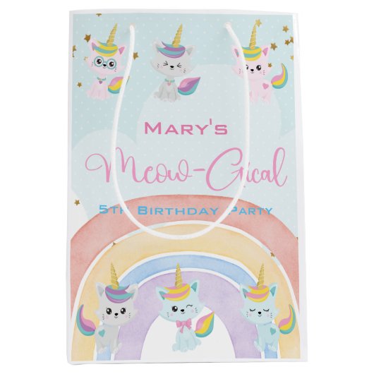 Caticorn Meow-Gical Birthday Mittlere Geschenktüte (Vorderseite)