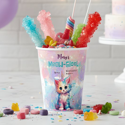 Caticorn Meow Gical Birthday Pappbecher