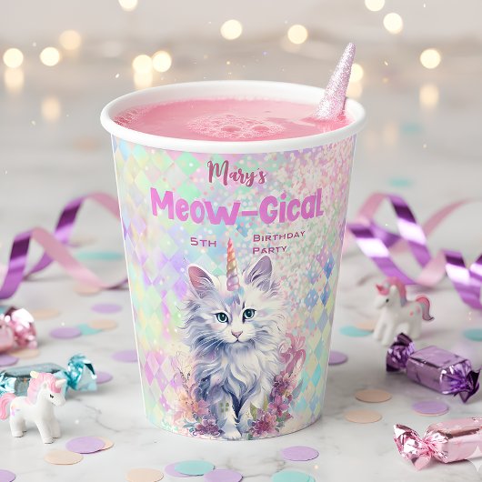 Caticorn Meow Gical Birthday Pappbecher