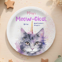 Caticorn Meow-Gical Birthday Pappteller