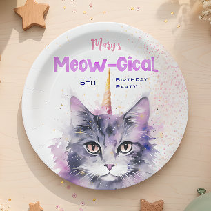 Caticorn Meow-Gical Birthday Pappteller