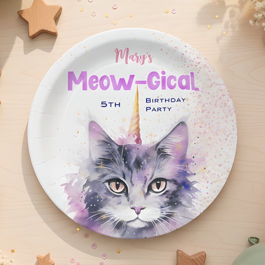 Caticorn Meow-Gical Birthday Pappteller