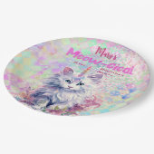 Caticorn Meow Gical Birthday Pappteller (Schrägansicht)