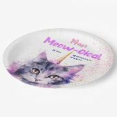 Caticorn Meow-Gical Birthday Pappteller (Schrägansicht)