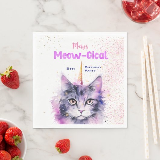 Caticorn Meow-Gical Birthday Serviette (Beispiel)
