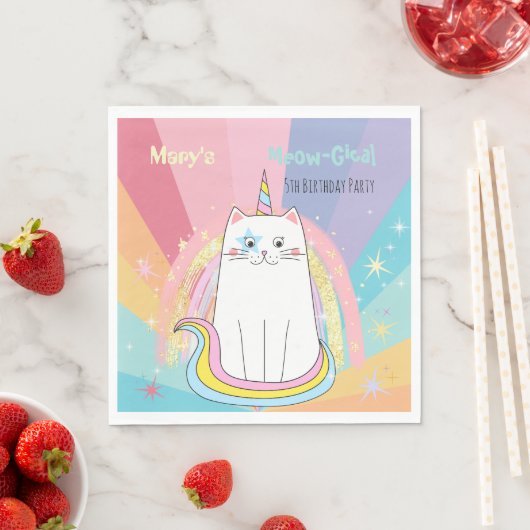 Caticorn Meow-Gical Birthday Serviette (Beispiel)