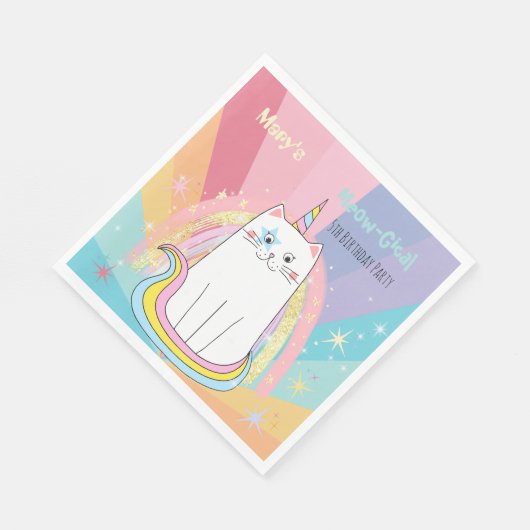 Caticorn Meow-Gical Birthday Serviette (Ecke)
