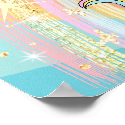 Caticorn Meow Gical Birthday Willkommen Poster (Ecke)