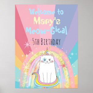 Caticorn Meow Gical Birthday Willkommen Poster