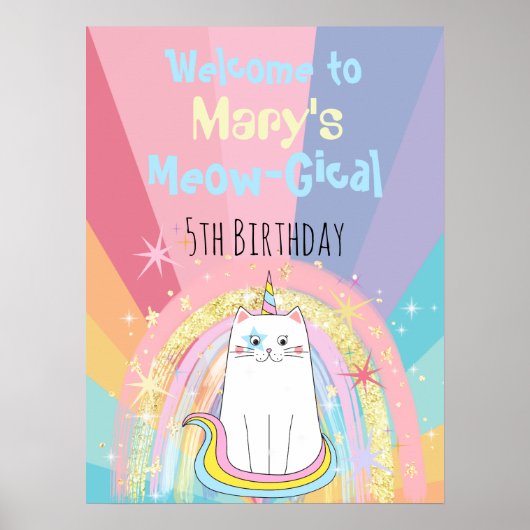 Caticorn Meow Gical Birthday Willkommen Poster (Vorne)