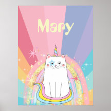 Caticorn Meow-Gical Girl Poster mit Namen