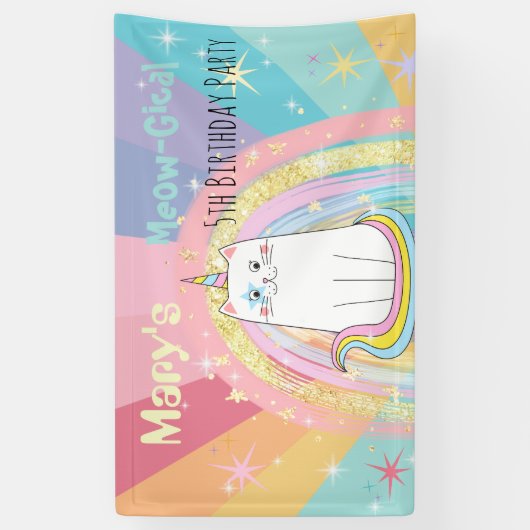 Caticorn Meow-Gical kid Birthday Banner (Vertikal)