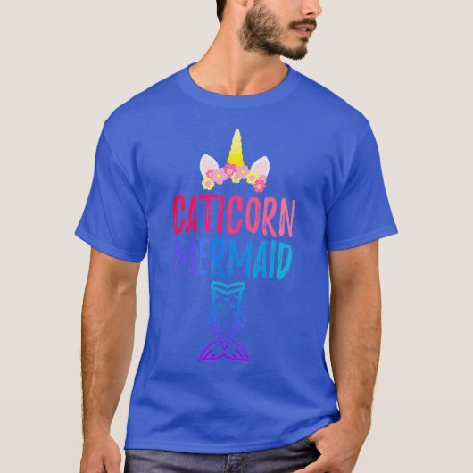 Caticorn Mermaid Funny Cat Unicorn Schwimmer Niedl T-Shirt (Vorderseite)