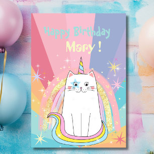 Caticorn Miau-Magisches Geburtstagsgrußkarte Karte