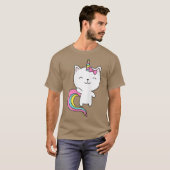 Caticorn Niedlich Cat Unicorn Horn Rainbow Pastell T-Shirt (Vorne ganz)