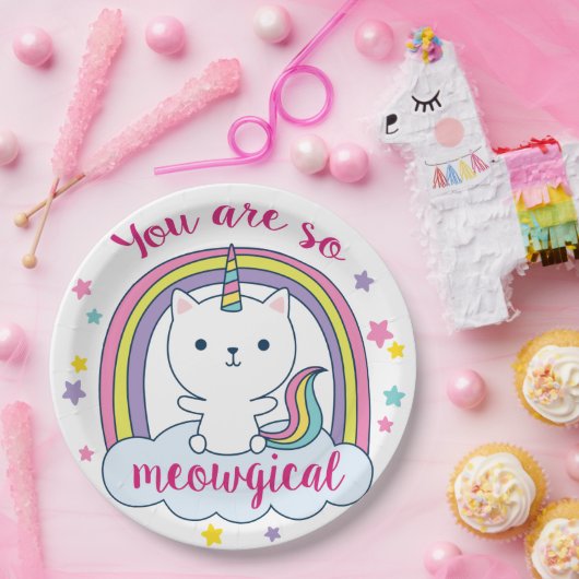 Caticorn | Papierplatte | weiß Pappteller (Party)