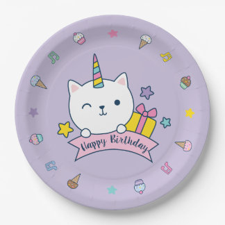 Caticorn Party | Pappteller | Flieder Lavendel